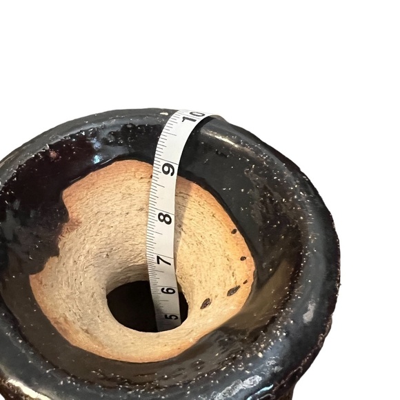 German Fat Lava Style Ceramic Vase with Handle & Brown-Red Gradient Glaze 9" - Picture 8 of 10